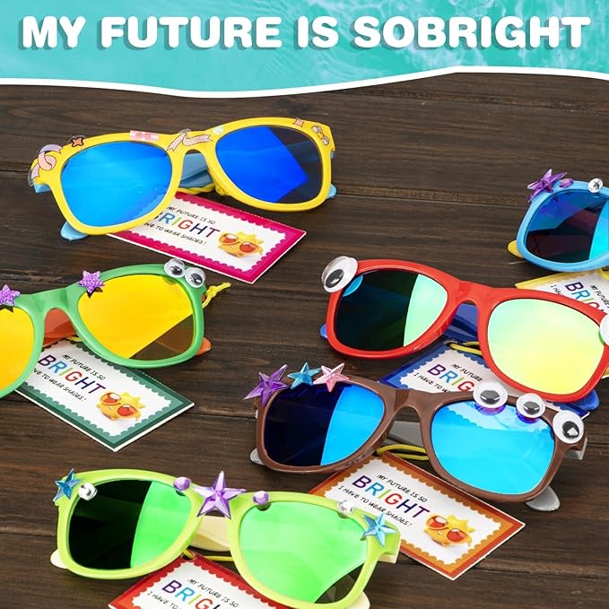 32 Pack Kids Sunglasses Bulk, Sunglasses Party Favors for kid, 16 Colors Neon Sunglasses with UV400 Protection, Gift for Birthday, Beach, School Prizes Goodie Bags Stuffers, Summer Pool Party Supplies