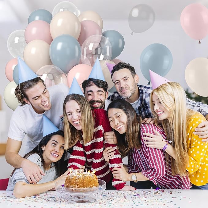 Dusty Pink Blue Balloons, 50PCS 12Inch Gender Reveal Balloon Set with Mist Blue Pink Sand White Transparent balloon for Boy or Girl Gender Reveal Baby Shower Wedding Party Decoration