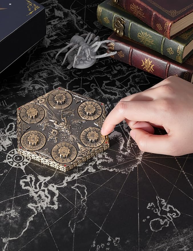 D&D Dice Set,7PCS Metal Dice for Dungeons and Dragons,Mini Dice Set with Pocket Watch Case,Role Playing Board Games Accessories (Dragon, Bronze-S)
