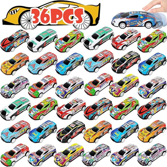 Speedy Panther 36 Pack Pull Back Toy Cars Bulk, Mini Race Car Party Favors for Kids, Goodie Bag Fillers for Boys and Girls, Prizes for Carnival Games Classrooms Rewards