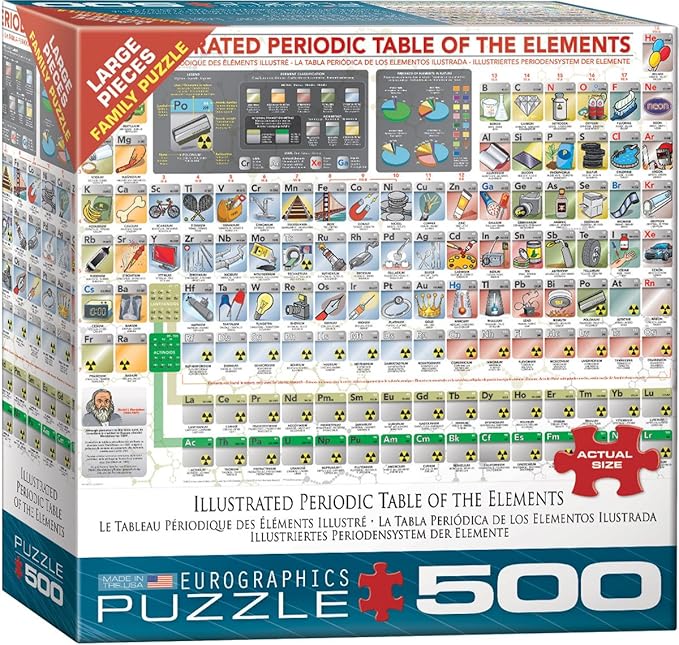 EuroGraphics (EURHR) Illustrated Periodic Table of The Elements 500Piece Puzzle 500Piece Jigsaw Puzzle, Multicoloured (6500-5355)