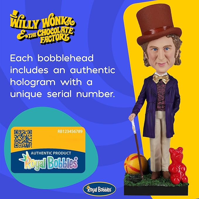 Royal Bobbles Willy Wonka & The Chocolate Factory – 8.9 Inches Tall – Collectible Bobblehead Statue