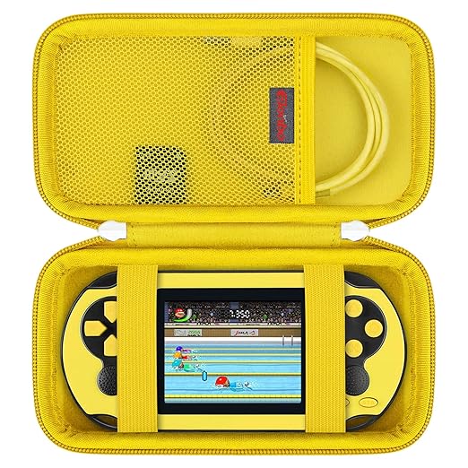 Elonbo Carrying Case for TaddToy/WELLST·G/Beijue/FAMILY POCKET/CCTU/X- JOYKIDS/GREENCREEK/Beico/KAVOYI/GuaiyeyeAP/TEBIYOU Handheld Game Console, Portable Electronic Gaming Player Bag, Yellow