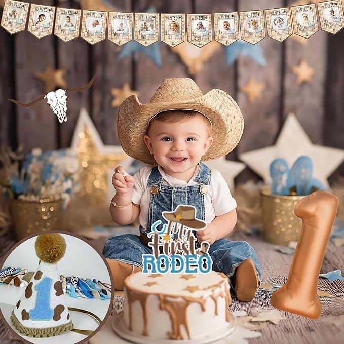 Cowboy 1st Birthday Decorations My First Rodeo Birthday Party Supplies Décor Western Cowboy First Backdrop Balloon Arch Boxes Number 1 High Chair Cowboy Banner for Cow First Rodeo Party Boy Decoration