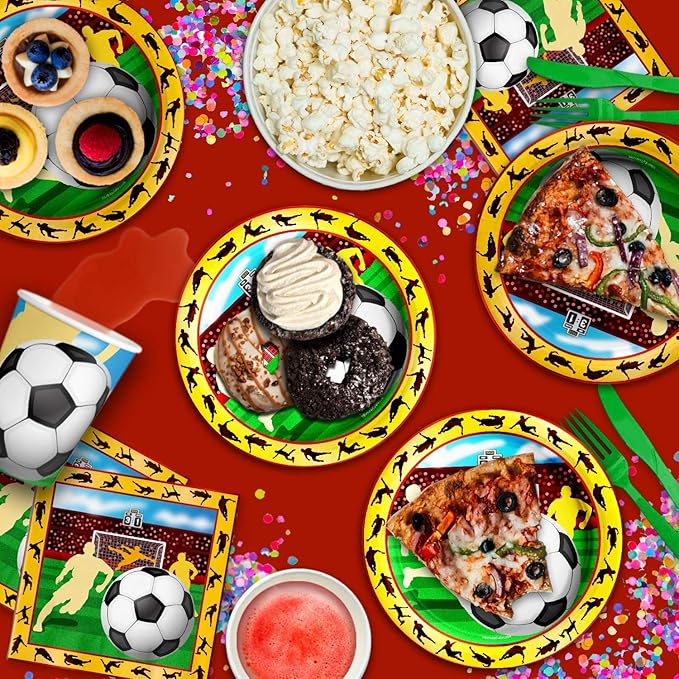 Soccer Sports Birthday Party Supplies Set Plates Napkins Cups Tableware Kit for 16