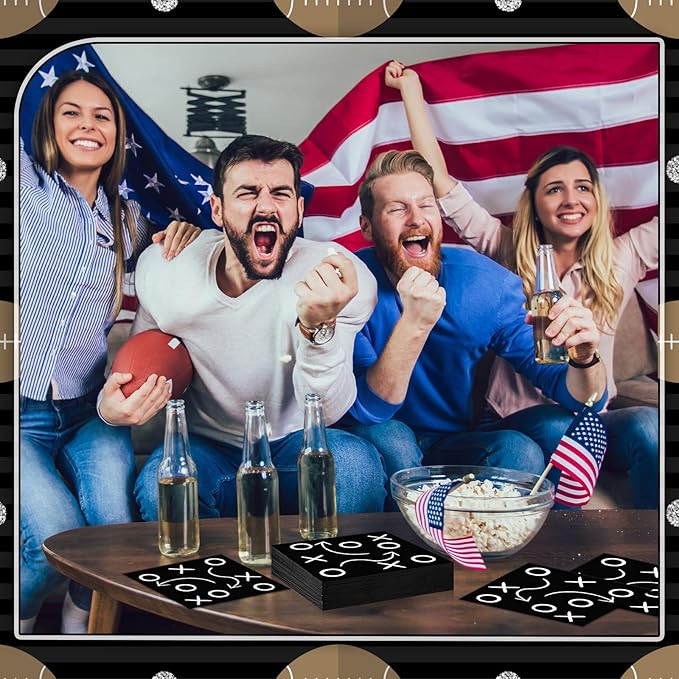100 Pcs Football Napkins Bulk, Football Themed Party Supplies, Disposable Sports Dinner Paper Napkins for Guest Hand Paper Towels Birthday Party Favors