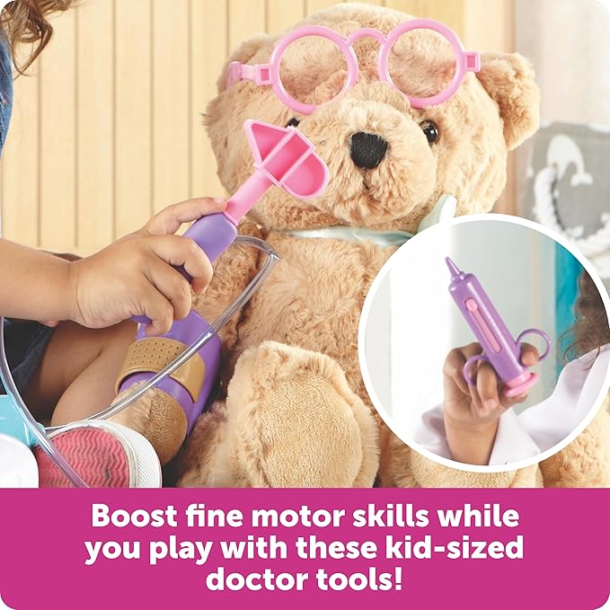 Learning Resources Pretend & Play Doctor Set Pink - Medical Kit for Kids, Imaginative and Role Play, Toddler Toys, Social and Language Skills, Fine Motor, Birthday Gift for Boys and Girls