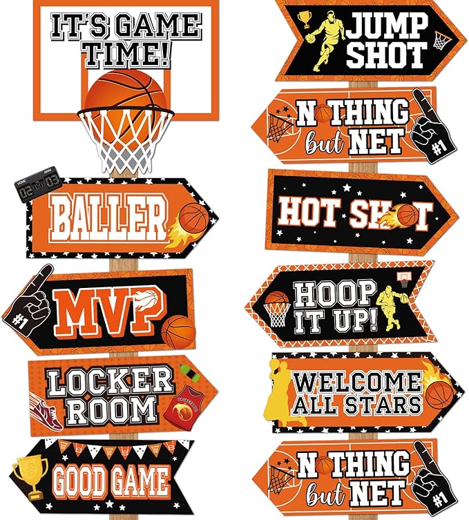 20 Pieces Basketball Party Sign Basketball Themed Party Decoration Supplies Kids Teenagers Boys B-Day Photo Prop