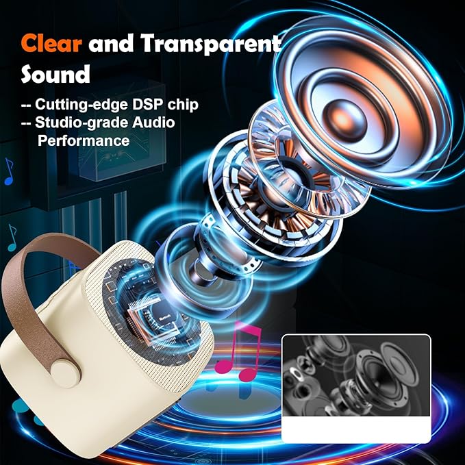 Bluetooth Karaoke Machine Toy for Kids- Mini Karaoke with 2 Wireless Microphone, Voice Changer & LED Lights, Portable Karaoke Mic for 3-8 Year Old Girls, Great for Birthday Home Party
