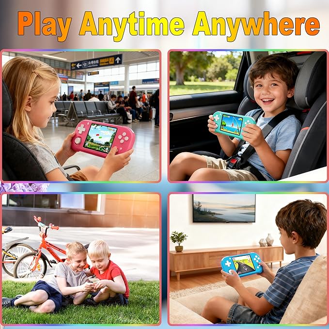 Handheld Game for Kids with 3.5'' IPS Screen 139 Preloaded 32 Bit Electronic Video Games, Portable Rechargeable Gaming Player Toy for Boys Girls Seniors Gift (Vivid Magenta)