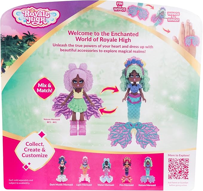 3” Nature Mermaid Fashion Doll - 1 Figure with 9 Fashion Accessories - Virtual Item Code Included - Series 3 - Ages 5+