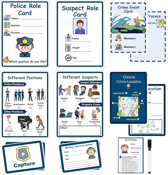 8 Pcs Pretend Play Police Tickets Police Role Play Set Pretend Play Paper Pads Police Officer Pretend Play Accessories Double Sided Receipt Book for Toddlers Education Birthday Party Gift Boys Toy