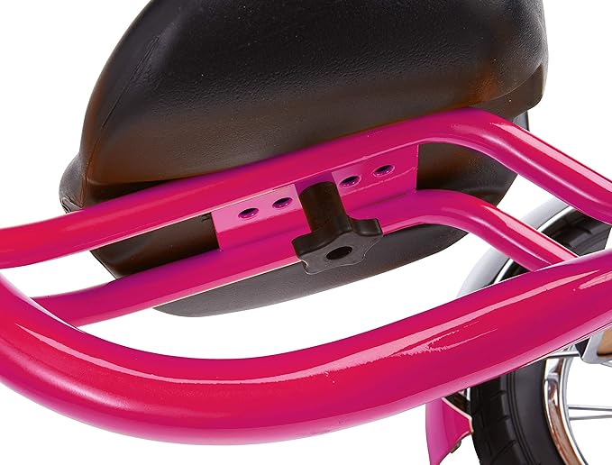 Schwinn Roadster Bike for Toddler, Kids Classic Tricycle, Low Positioned Steel Trike Frame w/ Bell & Handlebar Tassels, Rear Deck Made of Genuine Wood, Boys and Girls Ages 2-4 Year Old, Bright Pink