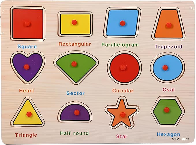5-Pack Alphabet, Numbers, Shapes, Fruits & Vehicles Puzzle Wooden for Toddlers 3+ Years Old | ABC & 123 Shape Learning Toys with Board & Blocks | Preschool Education for Girls and Boys, Large