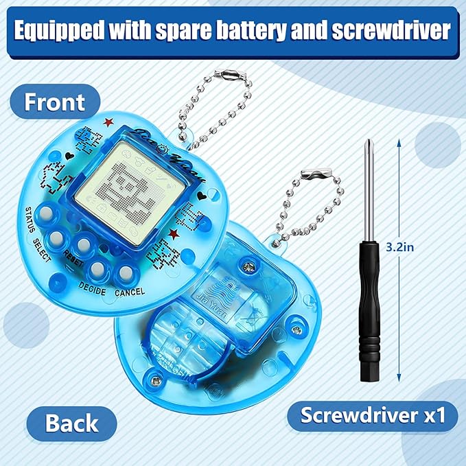 12 Pcs Virtual Electronic Digital Pets Keychain Easter Basket Egg Fillers for Teen Kid , Small Toys for Party Favor Goodie Bags Stuffers Bulk Retro Handheld 90s Pets Game Gift (Heart-Shaped,4 Color)