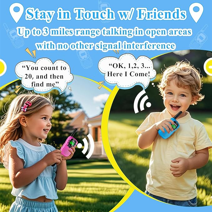 Walkie Talkies for Kids, Easter Basket Stuffers/Easter Gifts for Kids, Walkie Talkie Toys for Girls Boys, Outdoor Toys/Games for Kids Age 4-8, Birthday Gifts for 4 5 6 7 8 9 10 Year Old Girl Boys