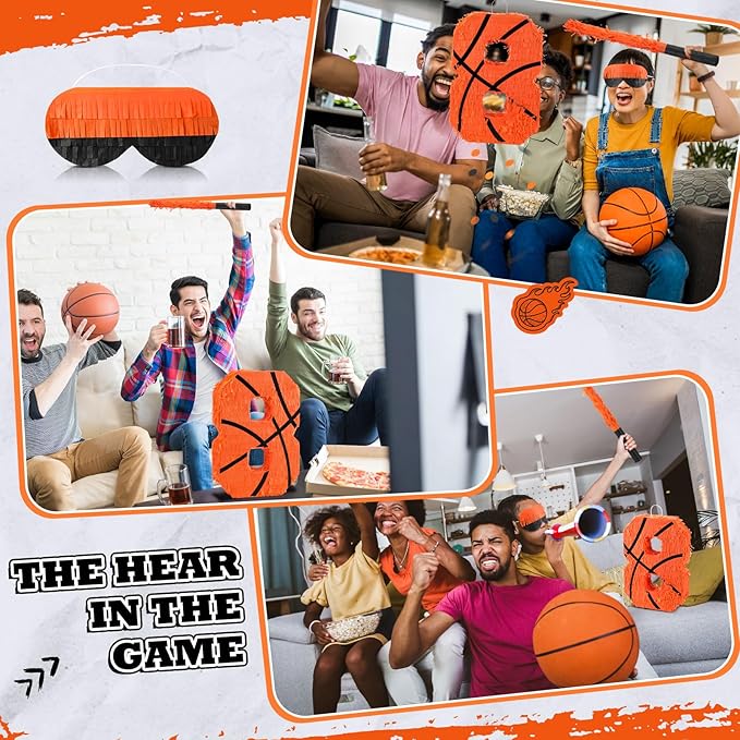 Soulchen Basketball Number 2 3 4 8 Pinata Basketball Party Decorations 16 Inch Piñata with Blindfold Stick and Confetti for Birthday Sports Theme Party Supplies Centerpiece(Number 8)
