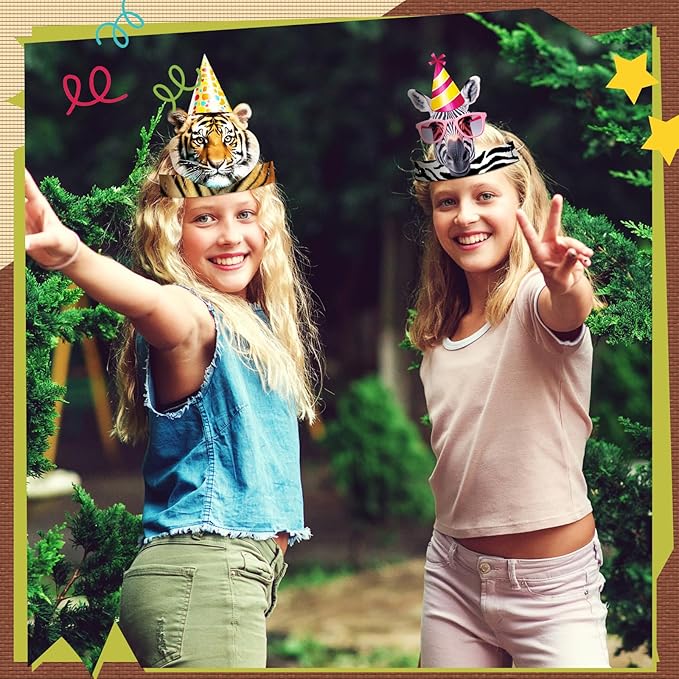 24 Pcs Party Hats for Kids Paper Headbands Crown for Boys Girls, Birthday Party Decoration Favors