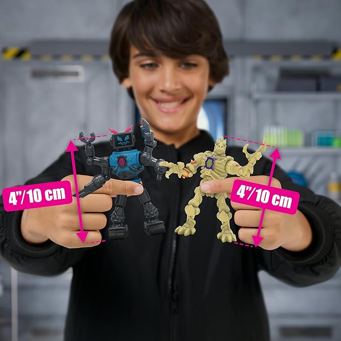 MrBeast Lab Hybrids Multi Pack, Reveal Different Hybrid Parts to Create 2 Mix & Match Action Figures, Plus Parts of The Golden Panther Dragon, Fuse Beast Combinations, Lab-Bot vs GID Skeleton