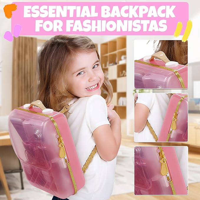 Toy Choi's Little Girls' Princess Pretend Play Set - Pink Backpack with Makeup Kit, Play Phone & Camera, Fashion Play Purse for Little Girls Ages 3-6 Years