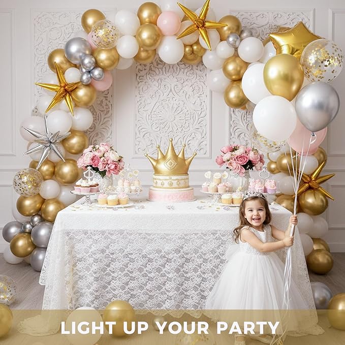 LovesTown 110PCS Latex Balloons, 12inch Helium Party Balloons Arch with Ribbon for Birthday Baby Shower Wedding Party Decorations Gold (Pack of 2)