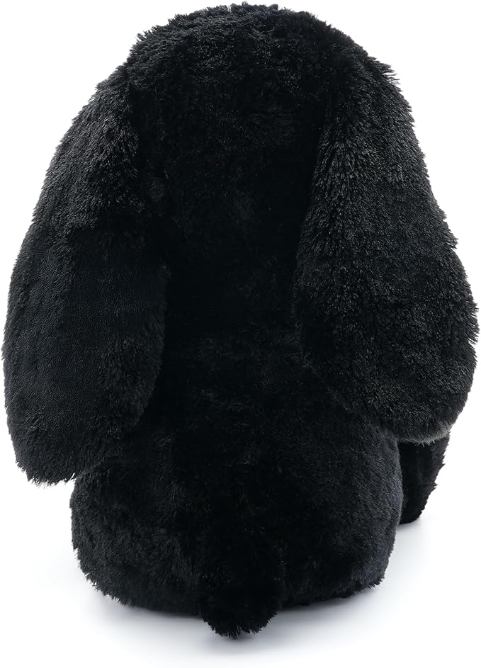 Black Bunny Stuffed Animal Plush Toy with Floppy Ears, 17.7 Inch Soft Plush Rabbit Cuddle Buddy for Nursery Decor, for Boys and Girls