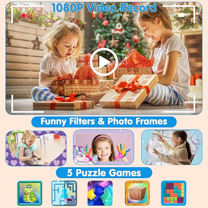 Kids Camera Instant Print - Kids Printing Cameras That Print Photos Toddler Digital Camera for Kid 1080P Toys Video Cameras Christmas Birthday Gifts for 3-12 Year Old Girls Boys Pink