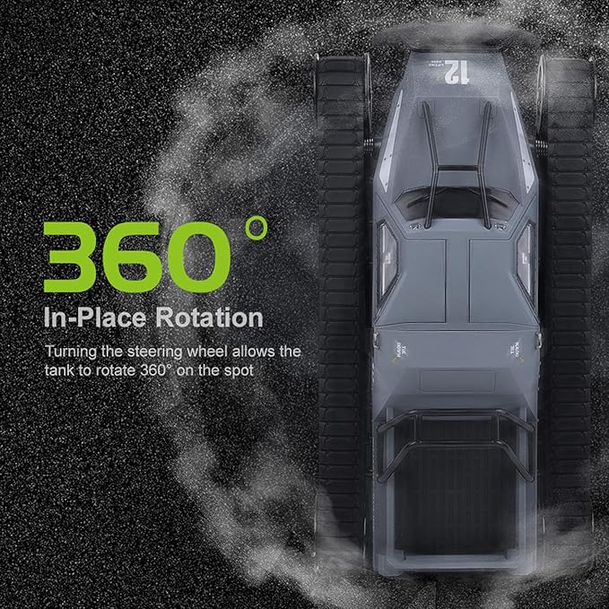 C8812 MAX 1/12 2.4GHz Remote Control Drifting Car 360° Rotation Tracked Off Road Vehicle LED Lights Charging Protection Hobby Grade Model for Adult(Gray)