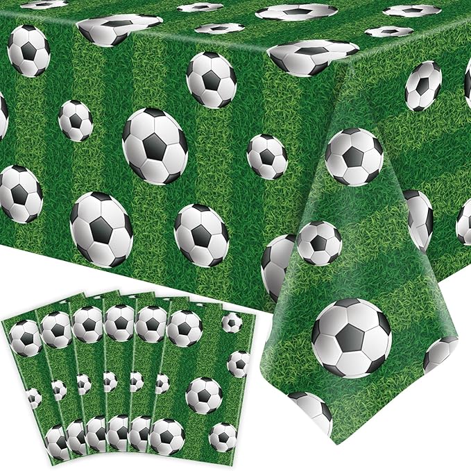 6 Pack Soccer Party Tablecloth Sports Tablecloth Sport Rectangular Plastic Table Cloth Sports Theme Party Table Covers Soccer Birthday Decorations Boys Sport Theme Birthday Supplies 86 x 51 Inch