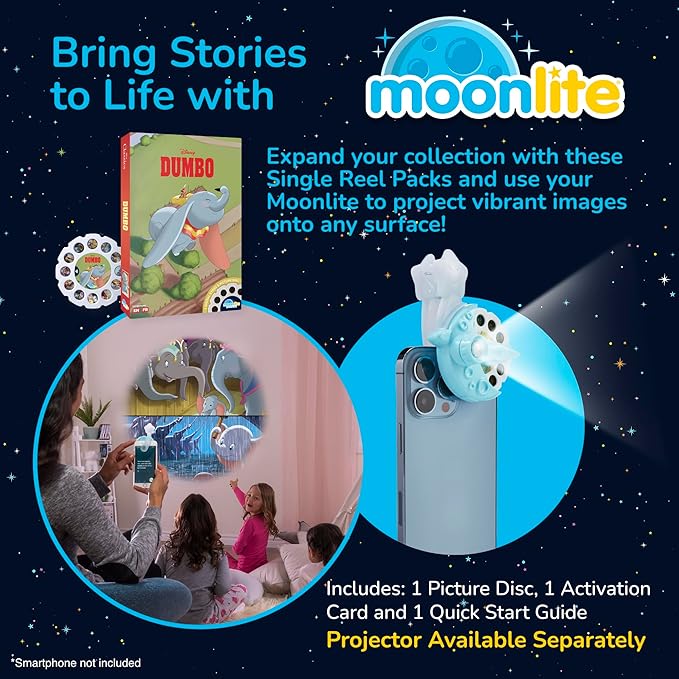 Moonlite Storytime - Disney's Dumbo Storytime Disc - A Magical Way to Read Together - Projector Not Included - Digital Story w/ Sound FX - Learning Gifts for Kids Ages 1 Year & Up