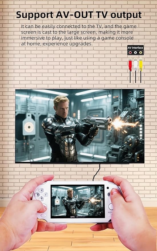 4.3-inch Dual-Rock Video Game Console Curved Appearance Built-in Multi-Simulator Portable Handheld Retro Game Supports Video/Music Playback Khildren's Toys Birthday (Black)