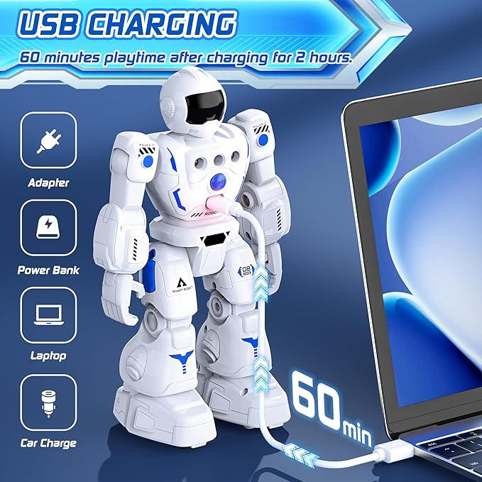 Robot Toys for Kids, Programmable Remote Control Robot with Walking, Sliding, Singing and Dancing, RC Gesture Sensing Control Smart Robots for Age 3-12 3-5 Kids Christmas Birthday