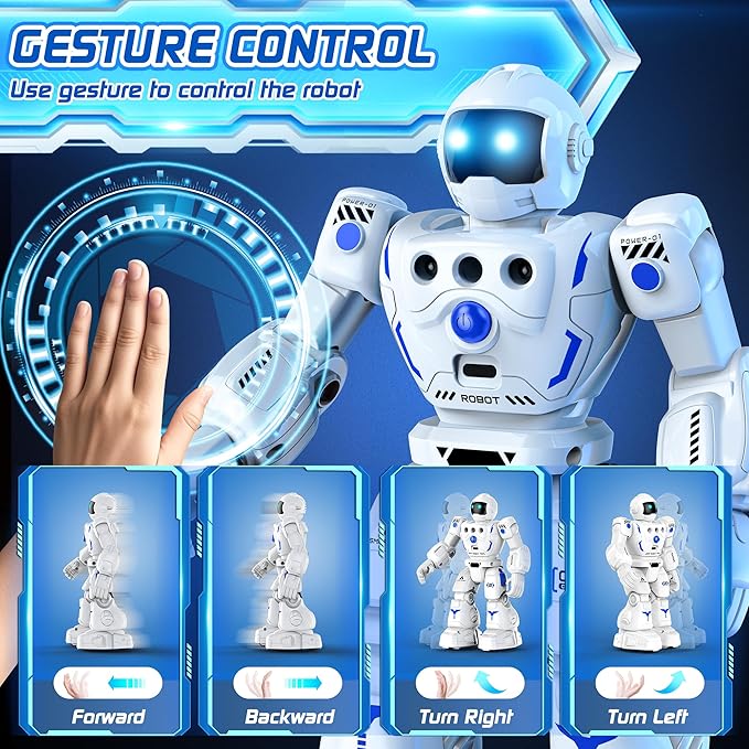 Robot Toys for Kids, Programmable Remote Control Robot with Walking, Sliding, Singing and Dancing, RC Gesture Sensing Control Smart Robots for Age 3-12 3-5 Kids Christmas Birthday