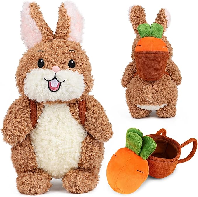 PuffPop-Rabbit Plush Toys, Cute Rabbit Plush Toys, Rabbits Carrying Radishes, Gifts for Children, Easter Rabbit Gifts (8-inch)