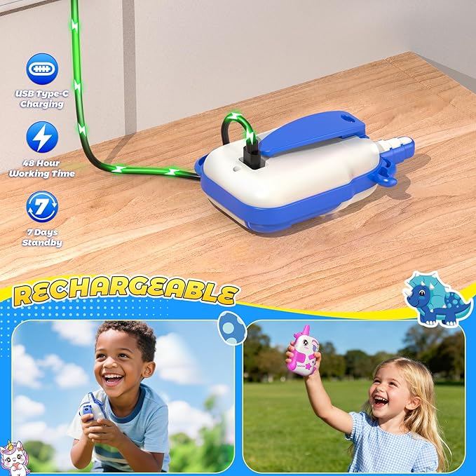 Rechargeable Walkie Talkies Toys for Kids: Dinosaur Toys Walkie Talkies for Kids 2 Pack Easter Birthday Gifts for 3 4 5 6 7 Year Old Girls Unicorn Toy Age 4-5 6-8 Years Old Basket Stuffers