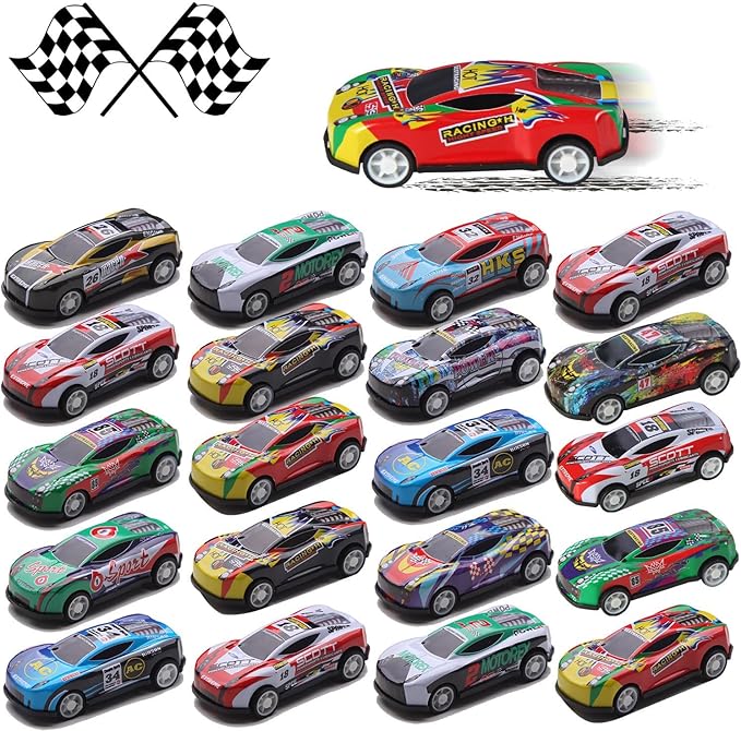 100 Pack Pull Back Cars for Kids, Mini Vehicles Toy Bulk Party Favor Race Cars Toys, Goodie Bag Stuffers, Pinata Fillers for Boys Girls Toddlers (100)