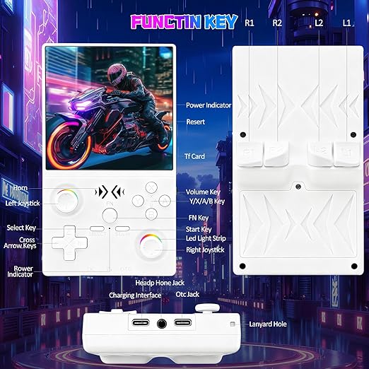 UYTGXEN XF40V Retro Handheld Game Console with 2*Detachable Long Joysticks, 4.0-Inch HD IPS Screen Retro Gaming Console, Preloaded Classic Games with Multiple Emulator, Pocket Video Gaming