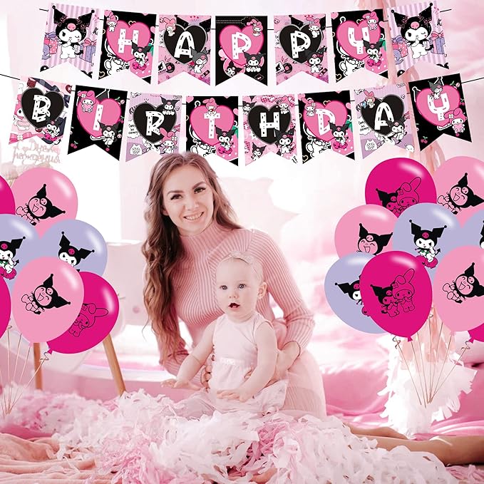 Party Decorations,Birthday Party Supplies For Party Supplies Includes Banner - Cake Topper - 12 Cupcake Toppers - 18 Balloons - 50 Stickers
