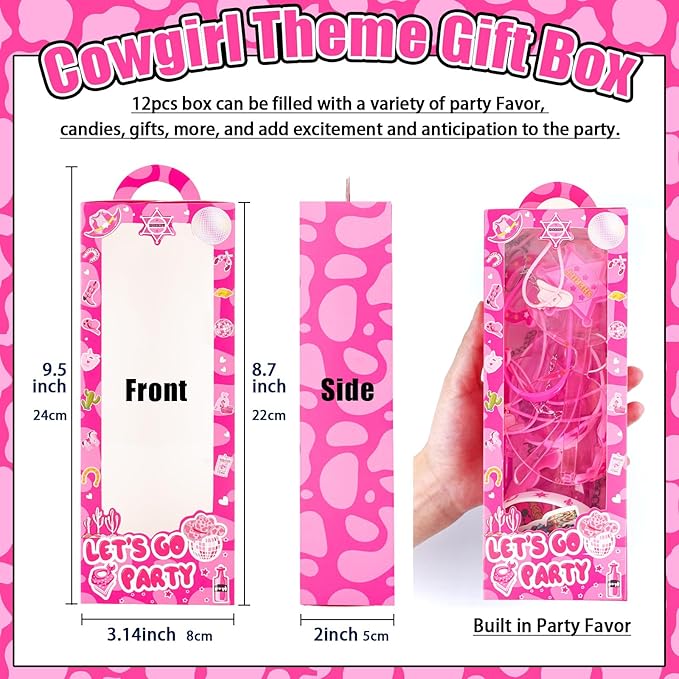 Cowgirl Party Favors Pack - For 12Guests | Pink Goodie Bag Stuffers for Kids Girls' Birthday | Galentines | Pinata Filler & Classroom Rewards