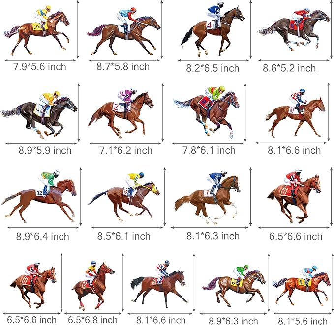 Horse Racing Centerpiece Sticks 17 Pieces Horse Race Party Table Toppers Derby Day Decorations Racehorse Party Supplies for Run for The Roses Racing Birthday Party Decor