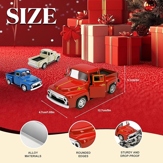 Little Red Truck Toy for Toddlers 2 3 4 5 6 7 8 Year Old Boys Girls,1:32 Alloy Toddlers Car Toy Driveable,Car Door Can Open,Toy Trucks for Kids Easter Christmas Birthday Gifts