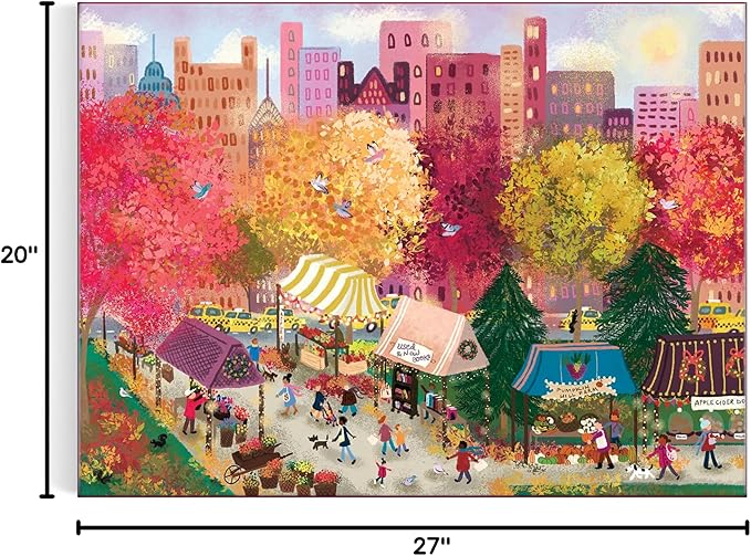 Galison Autumn at The City Market – 1000 Piece Puzzle Fun and Challenging Activity with Bright and Bold Artwork of A Fall Day at A Farmer’s Market for Adults and Families