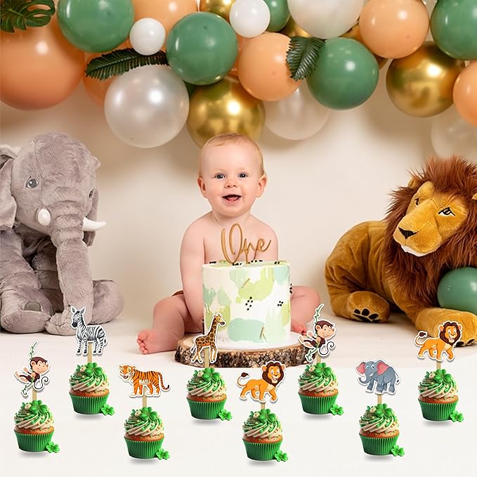 Jugle Safari Cupcake Topper – Animal-Themed Decorative Party Picks for Birthday Cupcakes, Dessert Tables, Nature-Inspired Celebrations, Event Styling, Themed Parties, and Special Occasion Decorations