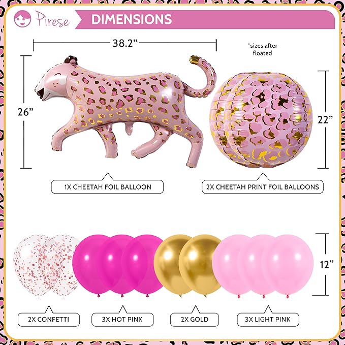 Pirese Pink Cheetah Happy Birthday Banner, Pink Cheetah Birthday Decorations, Leopard Party Decorations, Animal Birthday Party Decorations | Safari Party | Leopard Party Supplies | Animal Print