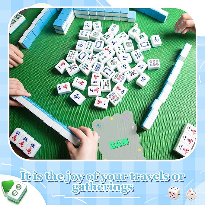 Soulchen 4 Pcs Mahjong Tile Mixer Shufflers for Mixing and Shuffling Tiles Plastic Mahjong Accessories Gifts for Lovers Games Decorative Printed Design (Transparent Frosted Print)