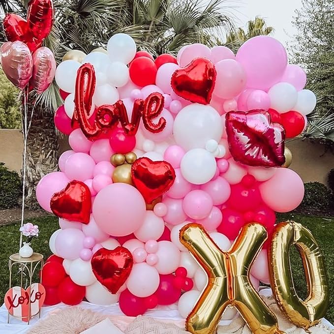 Pink Balloons Valentines, 60pcs Red Hot Light Pastel Pink Magenta Latex Helium Balloon for Valentines Day Women Girls Bachelorette Wedding Bridal Shower Baby Shower Princess Theme Party Decorations