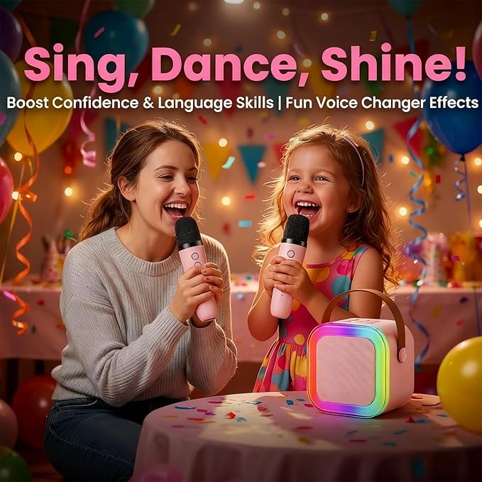 Toddler Karaoke Machine for Girls: Music Singing Toys with 2 Microphones - Popular Birthday Gift Ideas for 2 3 4 Year Old Girls