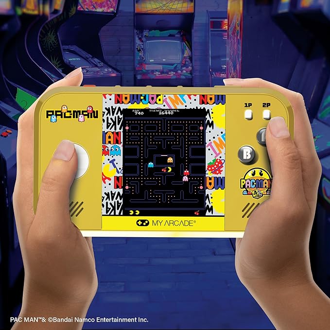 My Arcade Pac-Man Pocket Player Max: Pac-Man 45th Anniversary Retro Game Console, Rechargeable Battery, 4 Classic Games in 1, Arcade Gaming