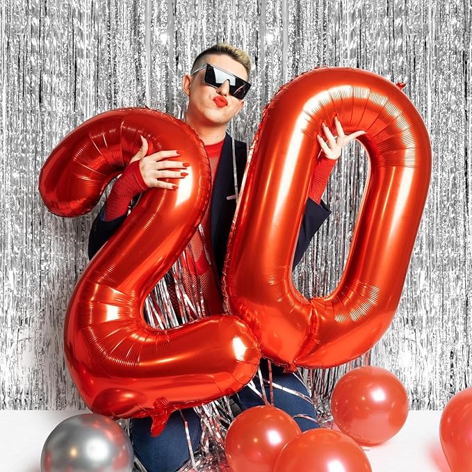 Red Number 30 Balloon 40 inch, 30 Number Balloons, 30th Red Birthday Decorations, 30 Year Old Girls Boys Party Supplies