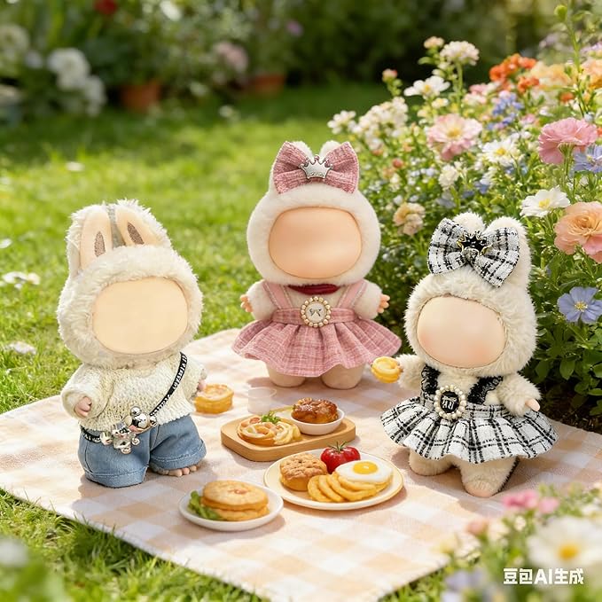 (6 Pack) Clothes for LABUBU 17cm Doll (NO Dolls), Exquisite Luxury Designer Outfits with Hats & Accessories, Fashion and Premium Doll Clothing Set Suitable for Dress up Unique Style